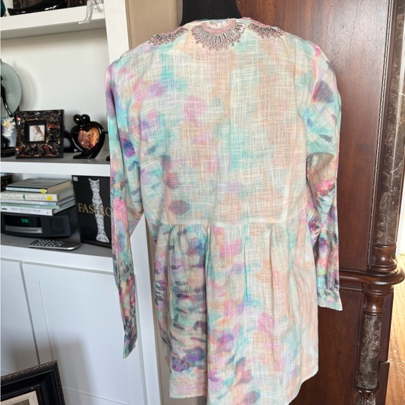 Soft Surroundings Pastel Tie Dye Beaded Tunic‎ Top - Picture 5 of 15